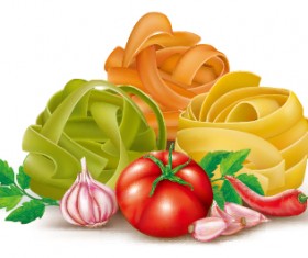 Italian pasta with vegetables design vector 04