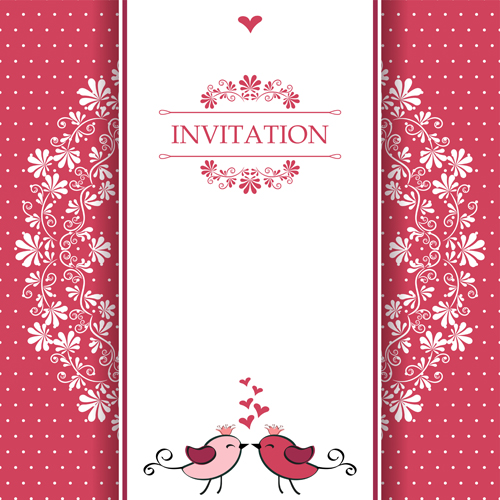 Love with birds wedding invitation card vector