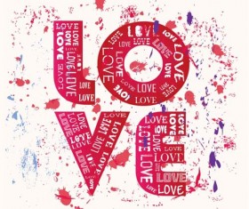 Love with grunge bakcgorund vector 01