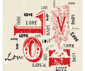 Love with grunge bakcgorund vector 02