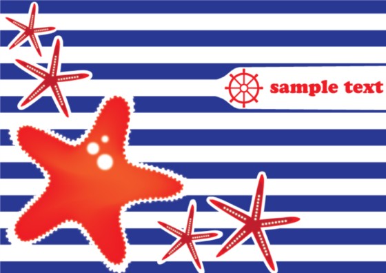 Cute starfish with sea background vector