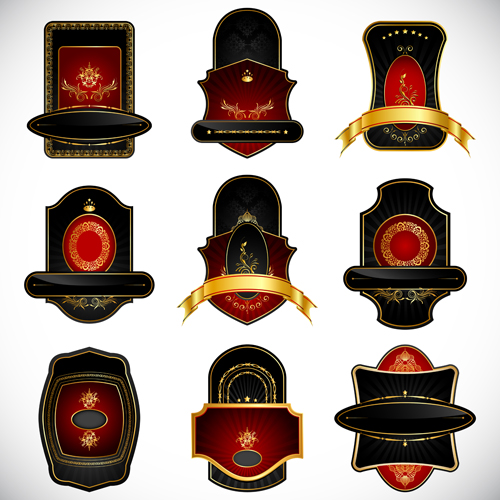 Luxury royal badge design vector set 01