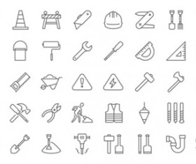 Maintenance building outlines icons vector
