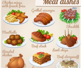 Meat dishes vector material