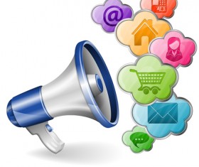 Megaphone with social icons vector 01