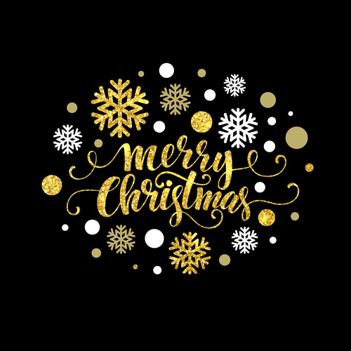 Merry christmas with snowflake vector design