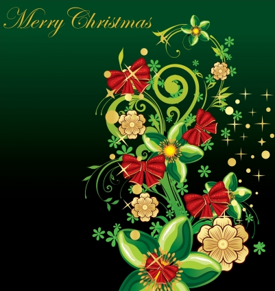 Merry christmas floral design vector