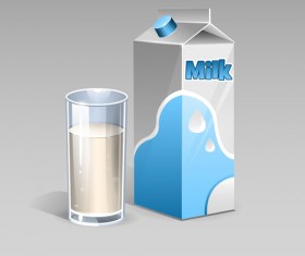 Milk packaging with cup vector