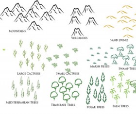 Mountains and trees Photoshop Brushes set