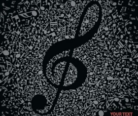 Music Note with black background vector