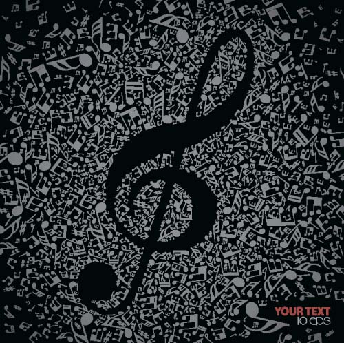 Music Note with black background vector