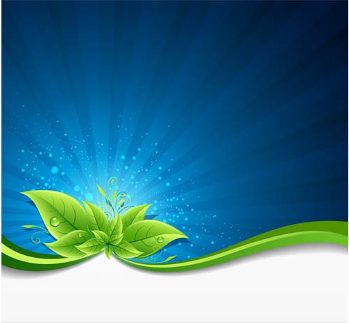 Nature green leaves backgrounds set vector