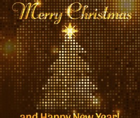 Neon christmas tree golden vector