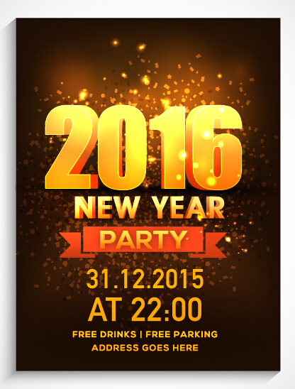 New year 2016 party flyer vector material 03