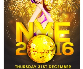 New year 2016 party flyer vector material 04