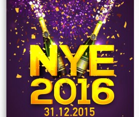 New year 2016 party flyer vector material 05