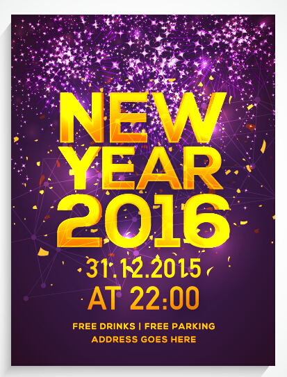 New year 2016 party flyer vector material 07