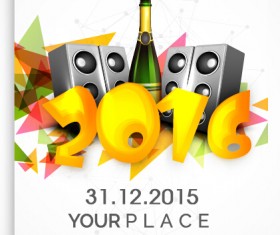 New year 2016 party flyer vector material 10