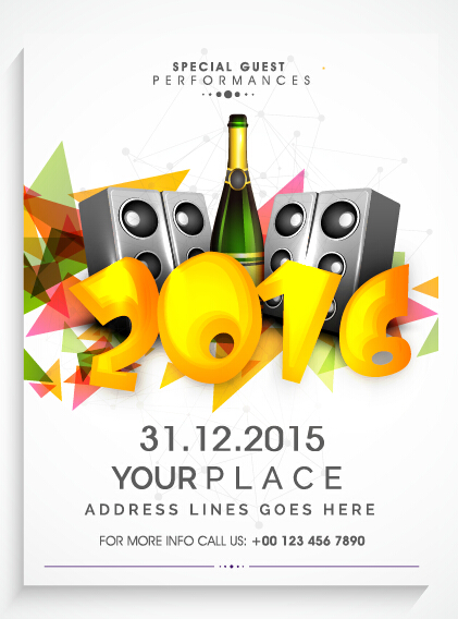 New year 2016 party flyer vector material 10