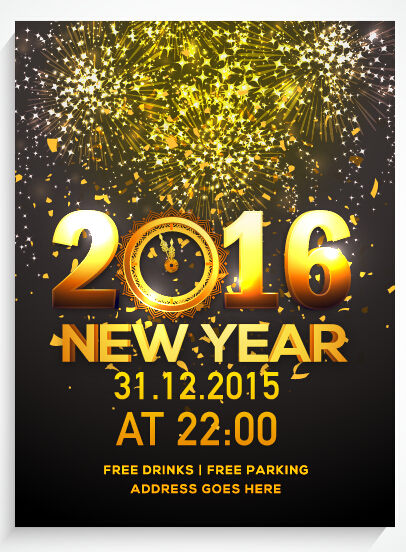 New year 2016 party flyer vector material 11