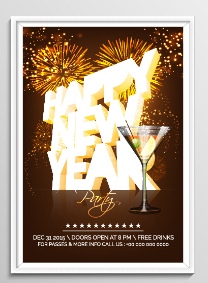 New year 2016 party flyer vector material 13