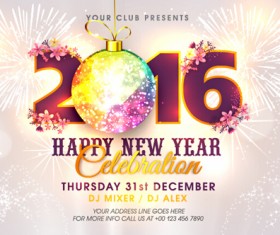 New year 2016 party flyer vector material 15