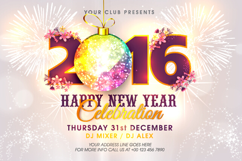 New year 2016 party flyer vector material 15