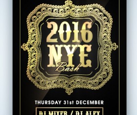 New year 2016 party flyer vector material 16