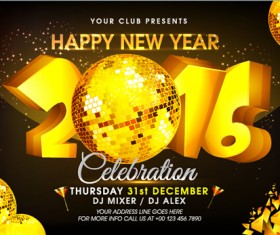 New year 2016 party flyer vector material 17
