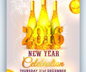 New year 2016 party flyer vector material 18