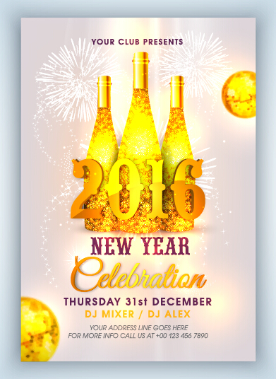 New year 2016 party flyer vector material 18