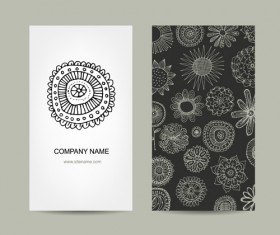 Ornament floral business cards vector set 01