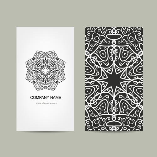 Ornament floral business cards vector set 02