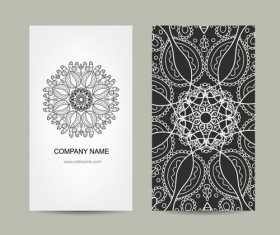 Ornament floral business cards vector set 03
