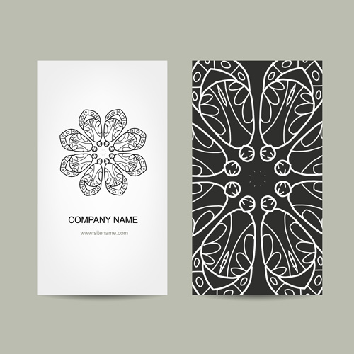Ornament floral business cards vector set 04
