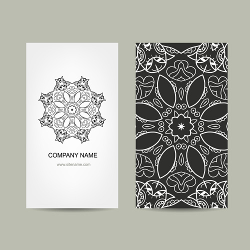 Ornament floral business cards vector set 05