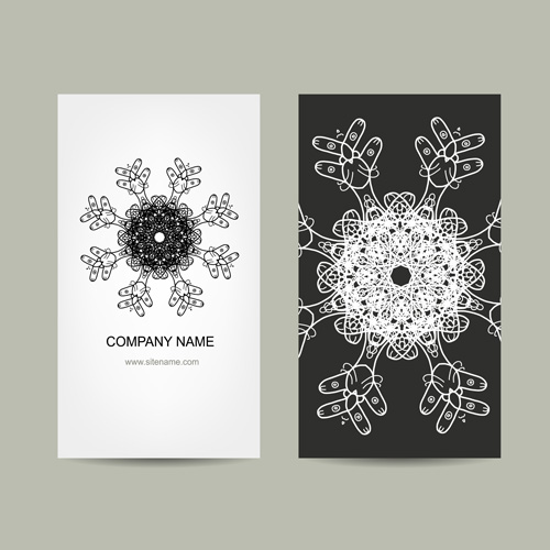 Ornament floral business cards vector set 06