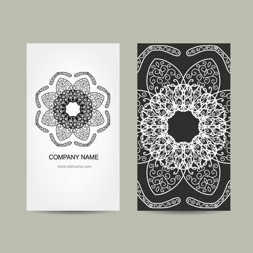 Ornament floral business cards vector set 07