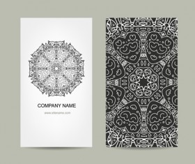 Ornament floral business cards vector set 08