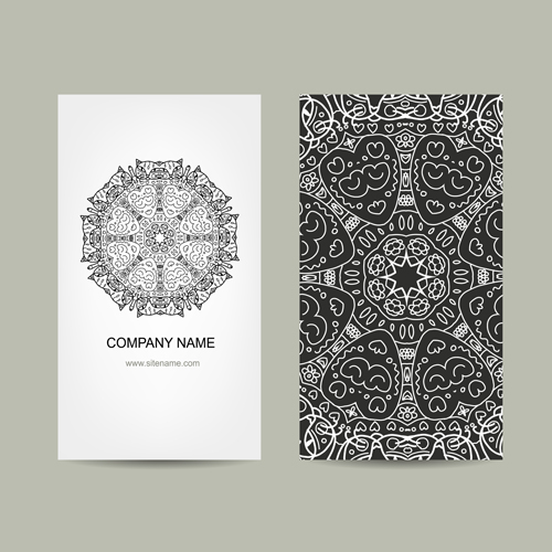 Ornament floral business cards vector set 08