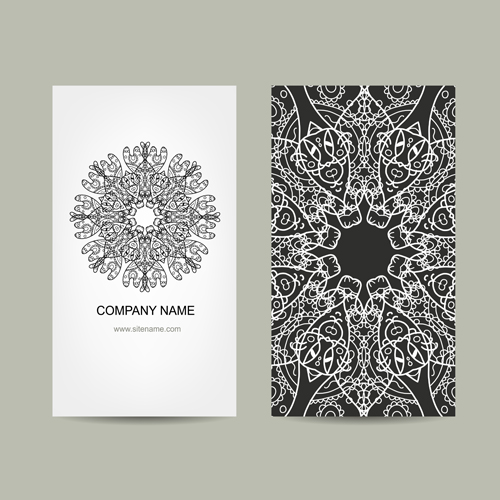 Ornament floral business cards vector set 10
