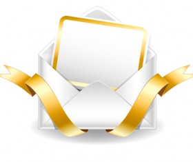 Ornate envelope with cards and ribbon vector set 01