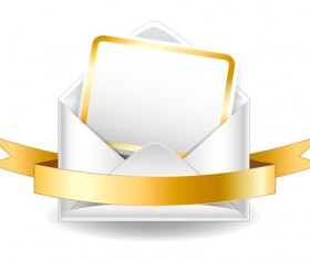 Ornate envelope with cards and ribbon vector set 02