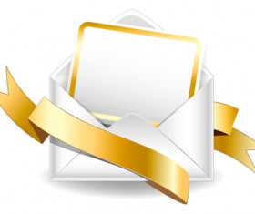 Ornate envelope with cards and ribbon vector set 03