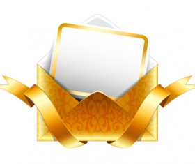 Ornate envelope with cards and ribbon vector set 04