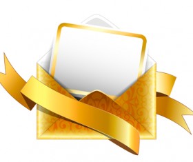 Ornate envelope with cards and ribbon vector set 05