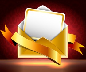 Ornate envelope with cards and ribbon vector set 06