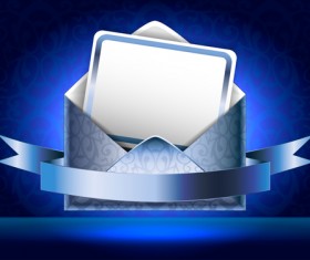 Ornate envelope with cards and ribbon vector set 08