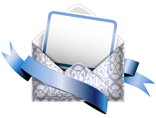 Ornate envelope with cards and ribbon vector set 11