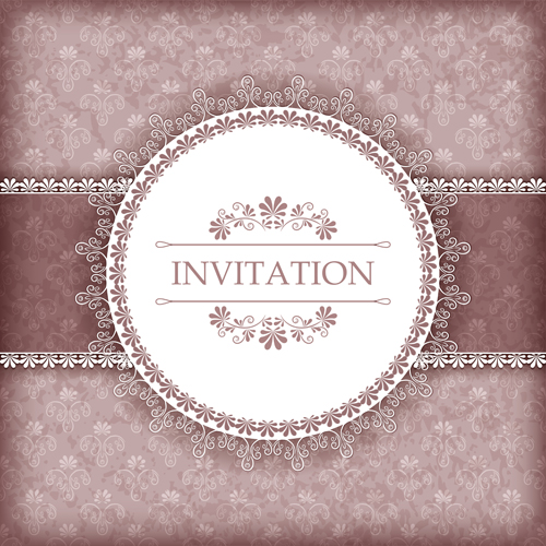 Ornate lace invitation card vector